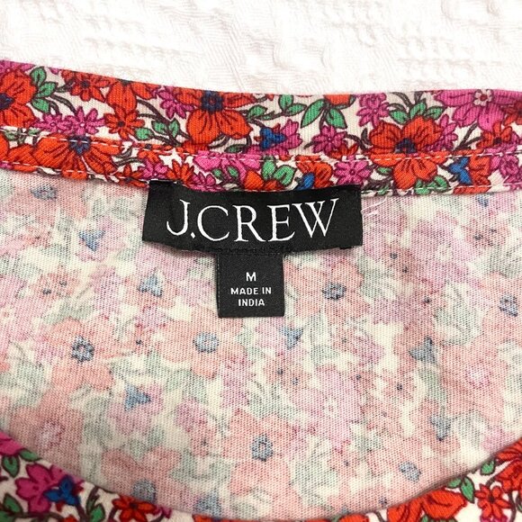 J Crew High-Neck Puff-Sleeve Long Sleeve Top in Floral Print Size M - Picture 3 of 6